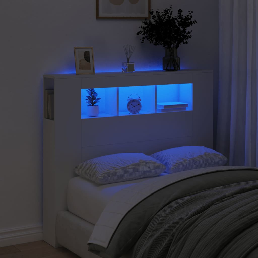 Tăblie De Pat Cu Led, , 180X18,5X103,5 Cm, Lemn