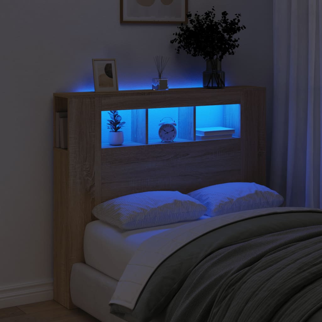 Tăblie De Pat Cu Led, , 180X18,5X103,5 Cm, Lemn