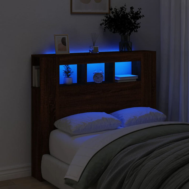Tăblie De Pat Cu Led, , 180X18,5X103,5 Cm, Lemn