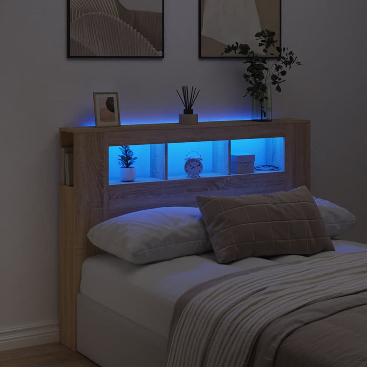 Tăblie De Pat Cu Led, , 180X18,5X103,5 Cm, Lemn