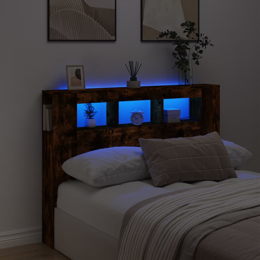 Tăblie De Pat Cu Led, , 180X18,5X103,5 Cm, Lemn