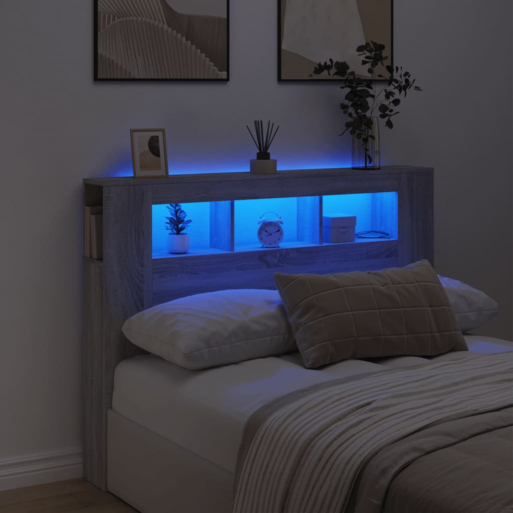 Tăblie De Pat Cu Led, , 180X18,5X103,5 Cm, Lemn