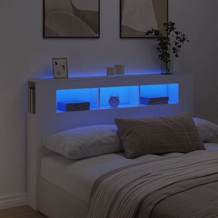 Tăblie De Pat Cu Led, , 180X18,5X103,5 Cm, Lemn
