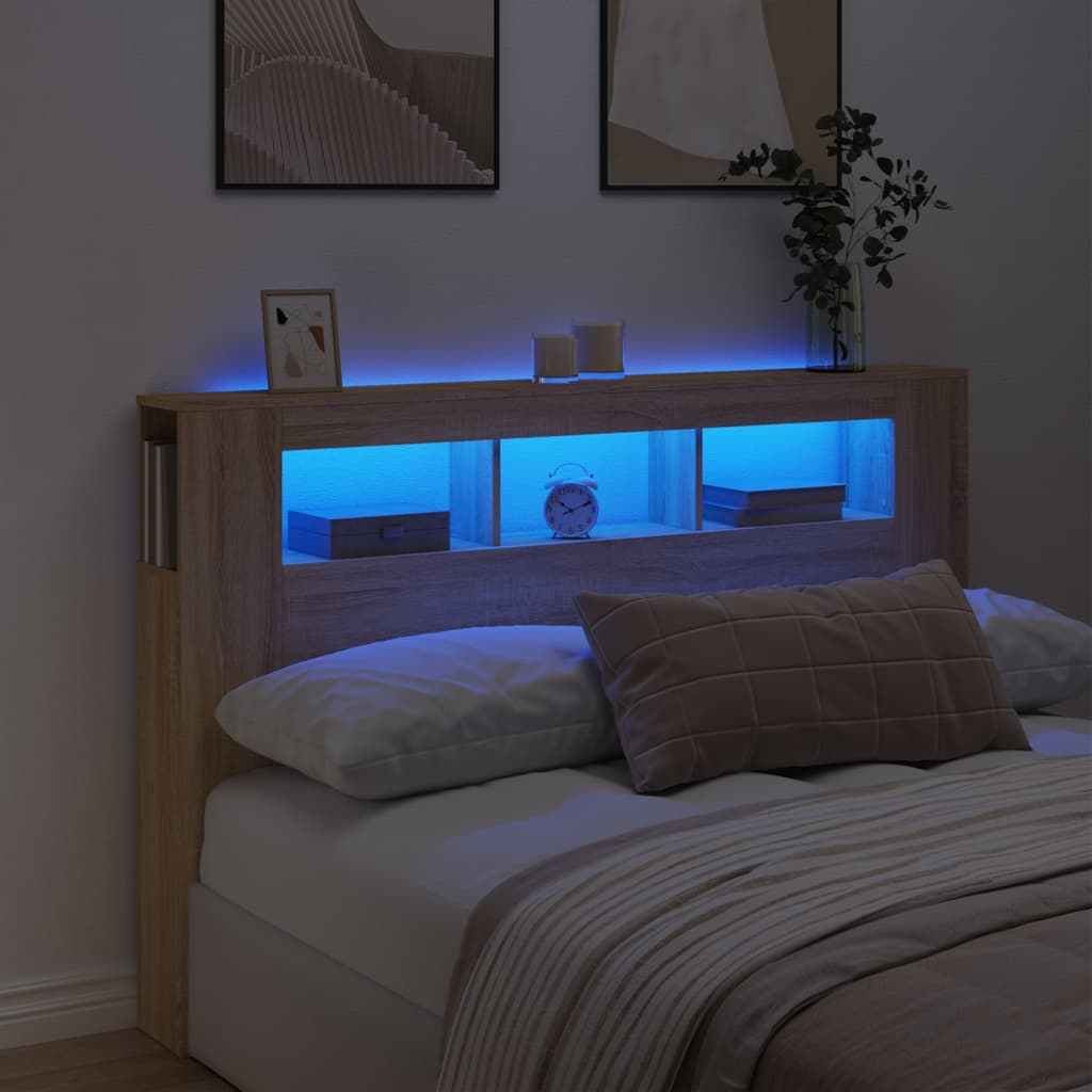 Tăblie De Pat Cu Led, , 180X18,5X103,5 Cm, Lemn