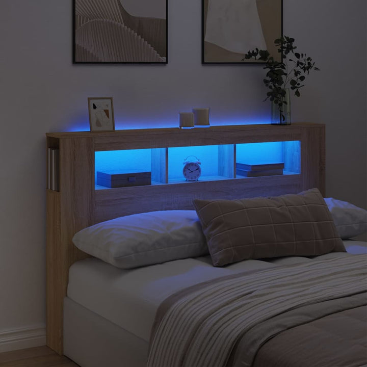 Tăblie De Pat Cu Led, , 180X18,5X103,5 Cm, Lemn