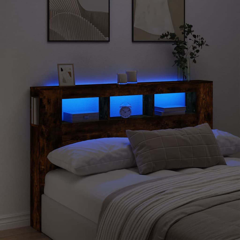 Tăblie De Pat Cu Led, , 180X18,5X103,5 Cm, Lemn