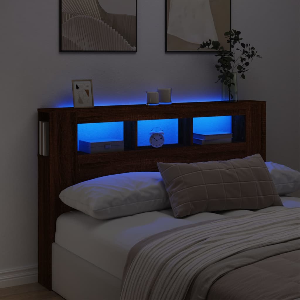 Tăblie De Pat Cu Led, , 180X18,5X103,5 Cm, Lemn