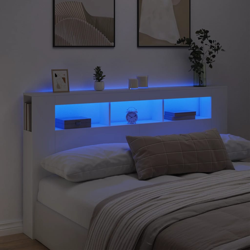 Tăblie De Pat Cu Led, , 180X18,5X103,5 Cm, Lemn