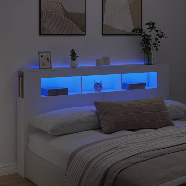 Tăblie De Pat Cu Led, , 180X18,5X103,5 Cm, Lemn
