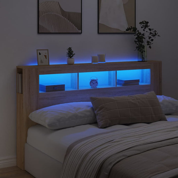 Tăblie Pat Cu Led 160X18,5X103,5 Cm Lemn Prelucrat