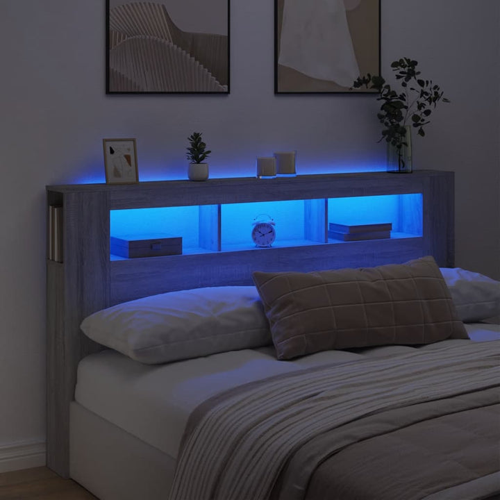 Tăblie De Pat Cu Led, , 180X18,5X103,5 Cm, Lemn