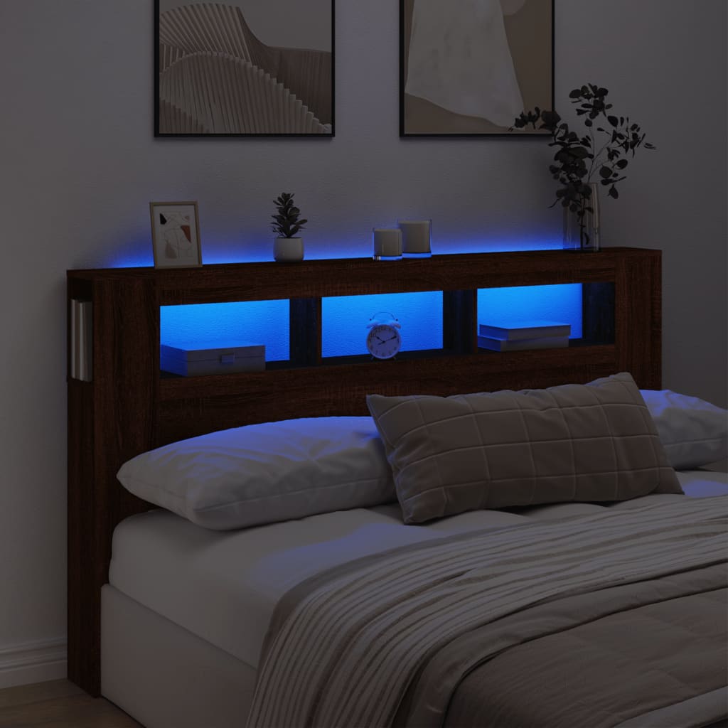 Tăblie De Pat Cu Led, , 180X18,5X103,5 Cm, Lemn