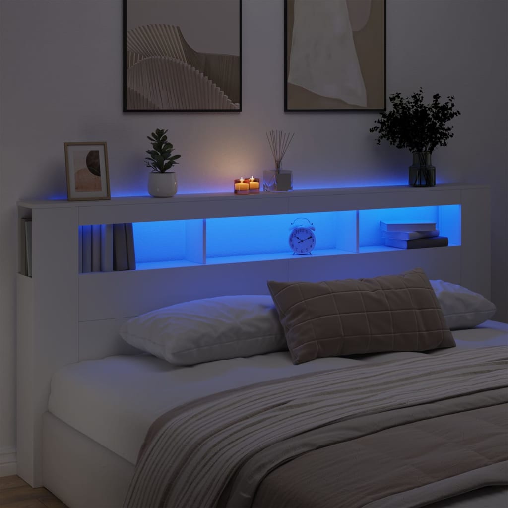 Tăblie De Pat Cu Led, , 180X18,5X103,5 Cm, Lemn