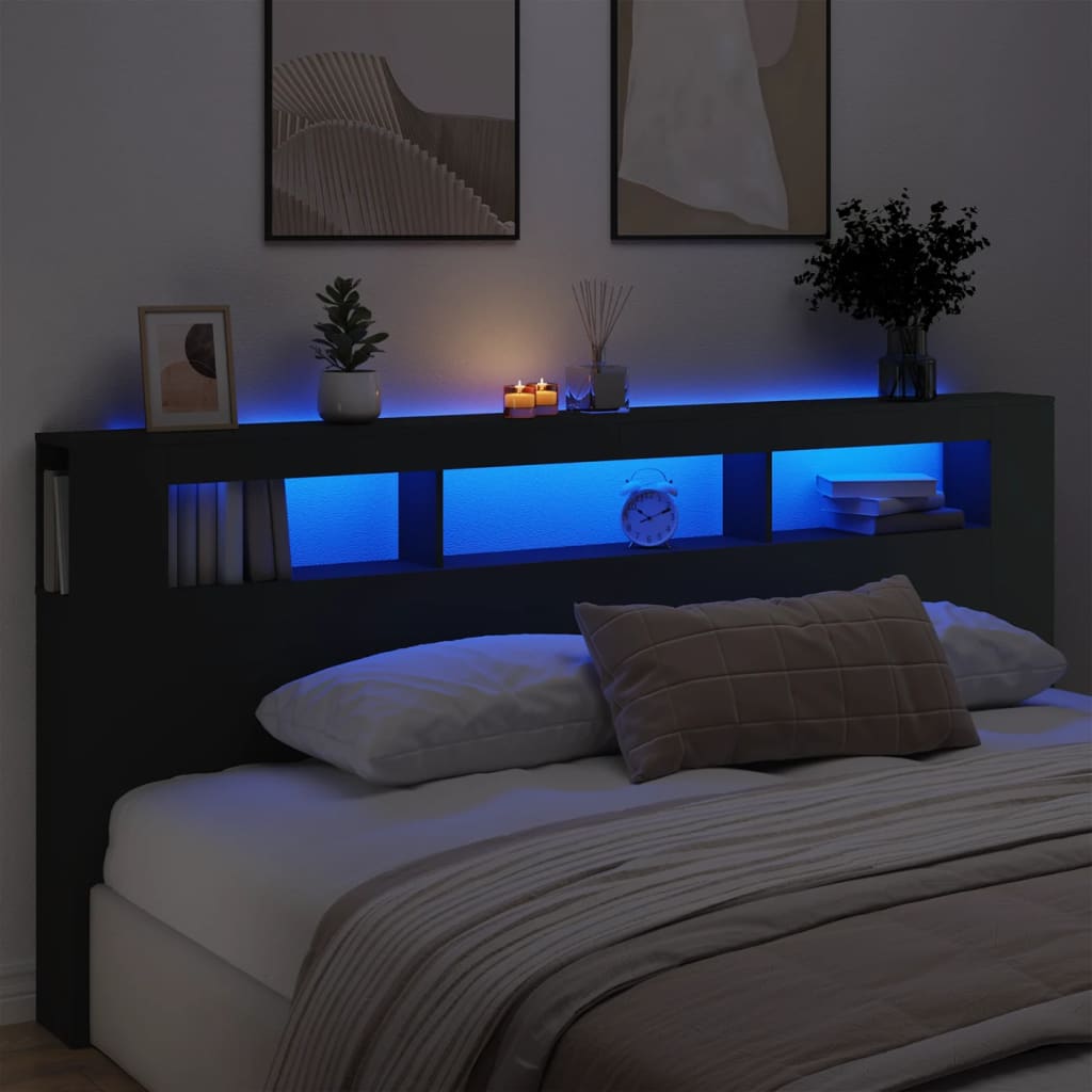 Tăblie De Pat Cu Led, , 180X18,5X103,5 Cm, Lemn