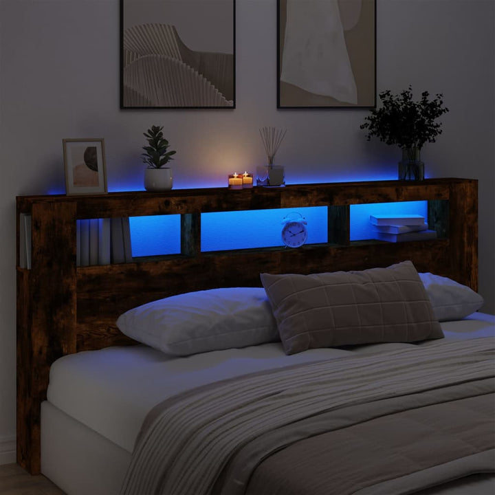 Tăblie De Pat Cu Led, , 180X18,5X103,5 Cm, Lemn