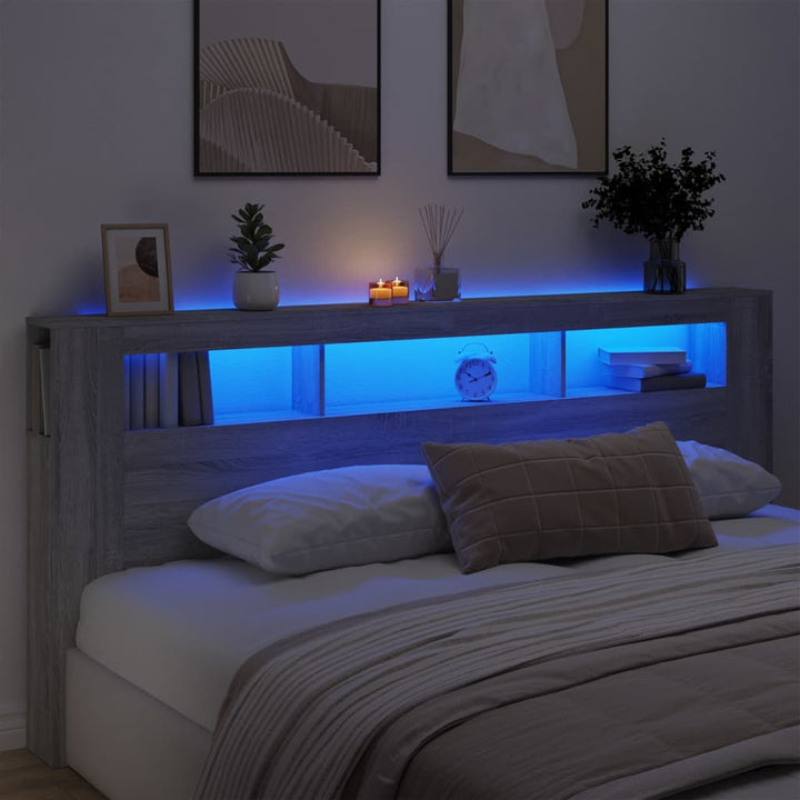 Tăblie De Pat Cu Led, , 180X18,5X103,5 Cm, Lemn