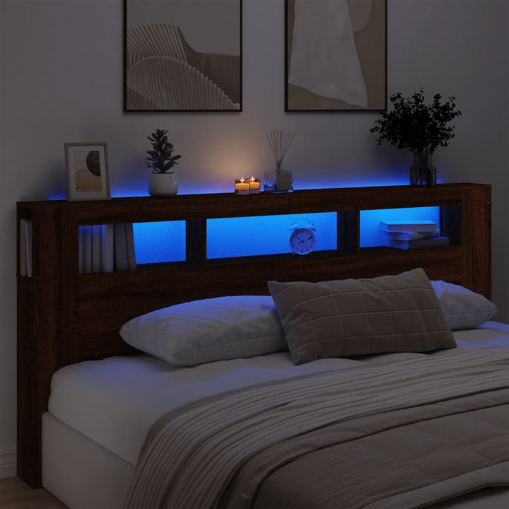 Tăblie De Pat Cu Led, , 180X18,5X103,5 Cm, Lemn