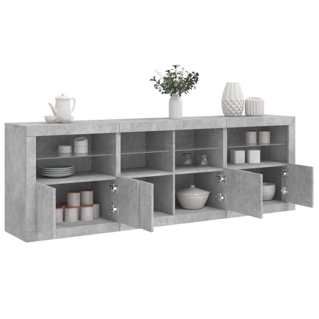 Dulap Cu Lumini Led, Stejar Fumuriu, 202X37X67 Cm