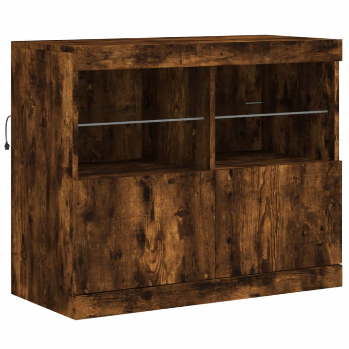 Dulap Cu Lumini Led, Stejar Fumuriu, 202X37X67 Cm