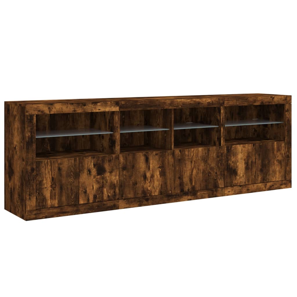 Dulap Cu Lumini Led, Stejar Fumuriu, 202X37X67 Cm