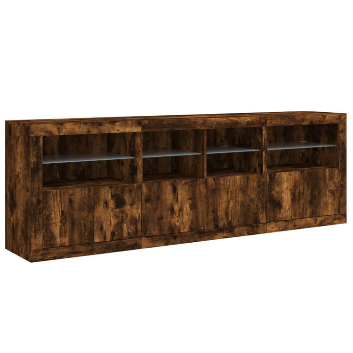 Dulap Cu Lumini Led, Stejar Fumuriu, 202X37X67 Cm