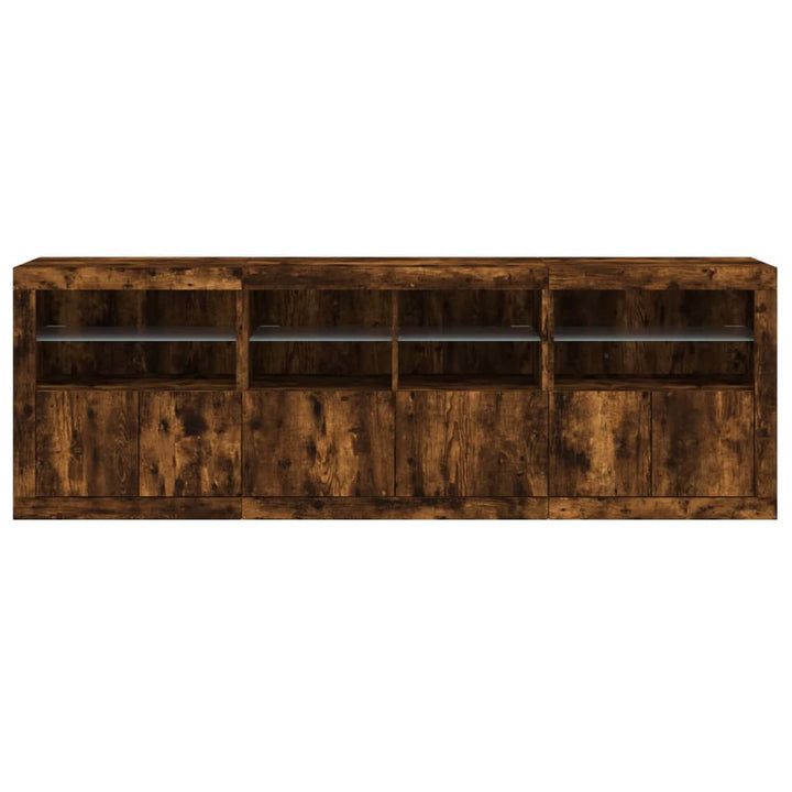 Dulap Cu Lumini Led, Stejar Fumuriu, 202X37X67 Cm