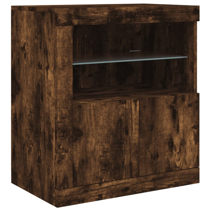 Dulap Cu Lumini Led, Stejar Fumuriu, 202X37X67 Cm