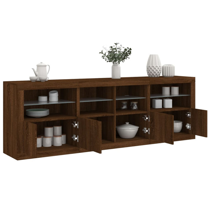 Dulap Cu Lumini Led, Stejar Fumuriu, 202X37X67 Cm
