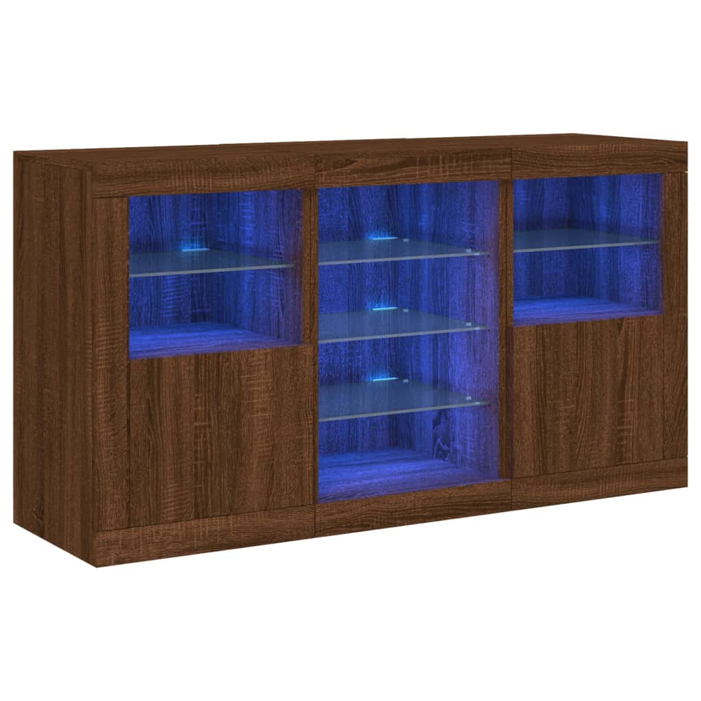 Dulap Cu Lumini Led, Stejar Maro, 123X37X67 Cm