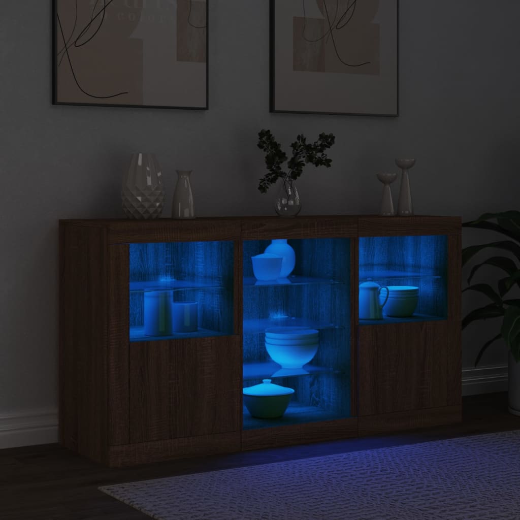 Dulap Cu Lumini Led, Stejar Maro, 123X37X67 Cm