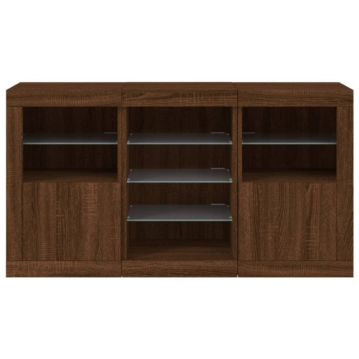 Dulap Cu Lumini Led, Stejar Maro, 123X37X67 Cm