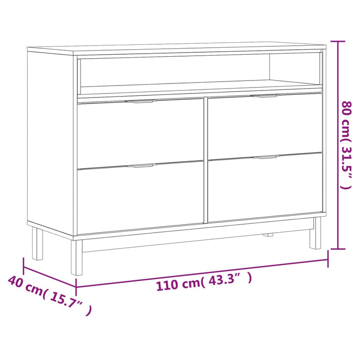 Dulap Cu Sertar „Flam” 110X40X80 Cm, Lemn Masiv De Pin