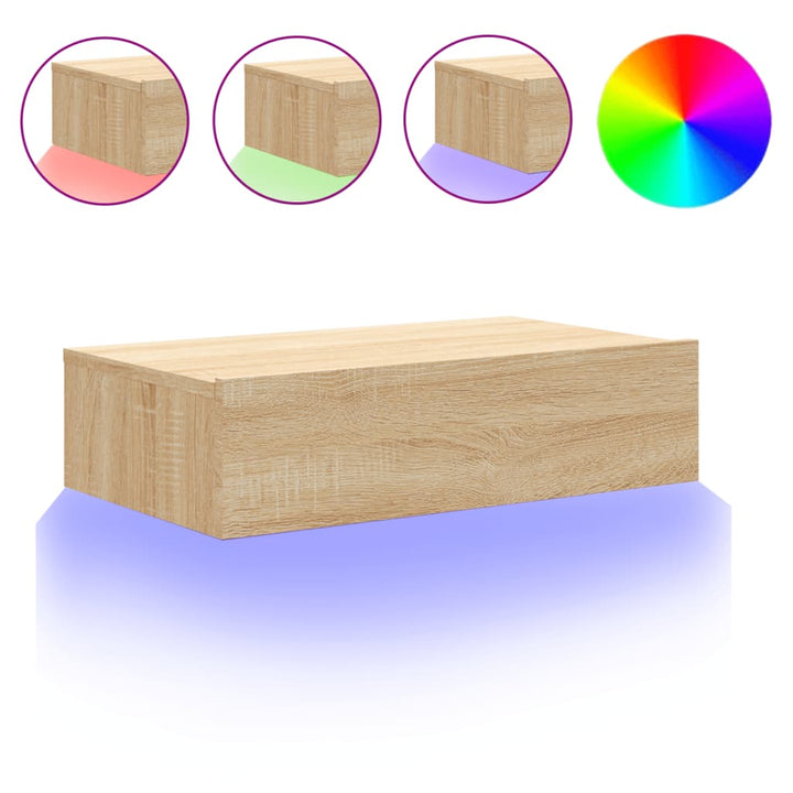 Comodă Tv Cu Lumini Led, , 60X35X15,5 Cm Stejar Sonoma