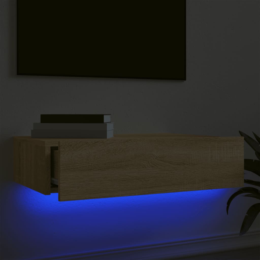 Comodă Tv Cu Lumini Led, , 60X35X15,5 Cm Stejar Sonoma