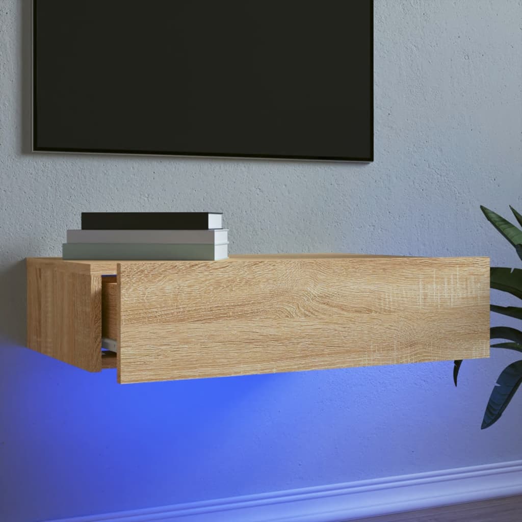 Comodă Tv Cu Lumini Led, , 60X35X15,5 Cm Stejar Sonoma