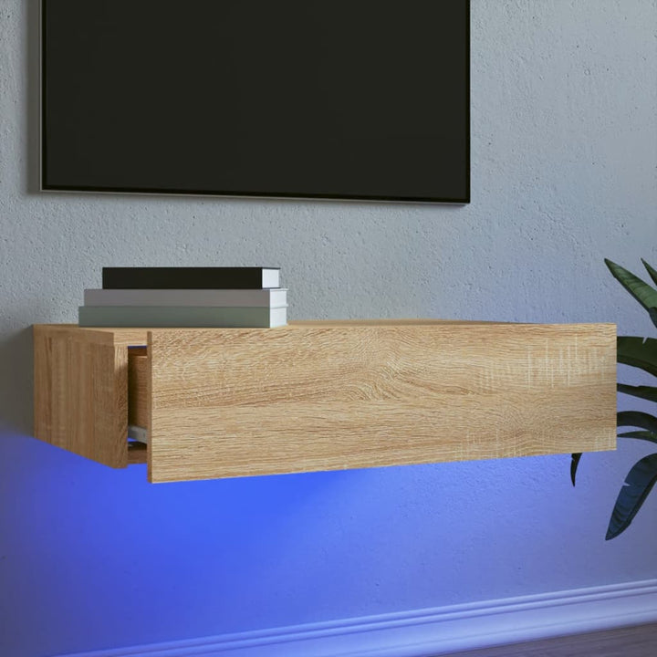 Comodă Tv Cu Lumini Led, , 60X35X15,5 Cm Stejar Sonoma