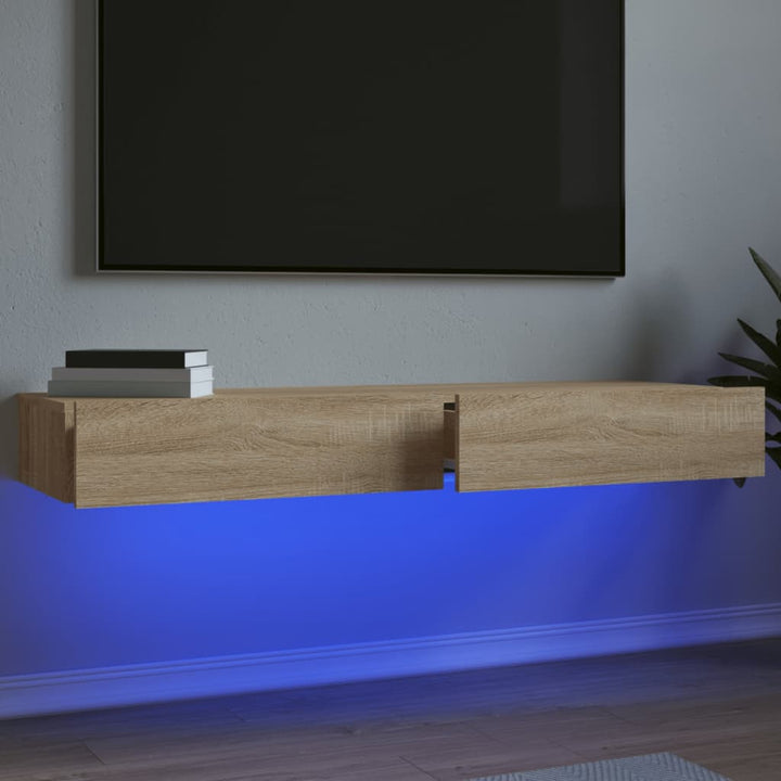 Comodă Tv Cu Lumini Led, , 60X35X15,5 Cm Stejar Sonoma