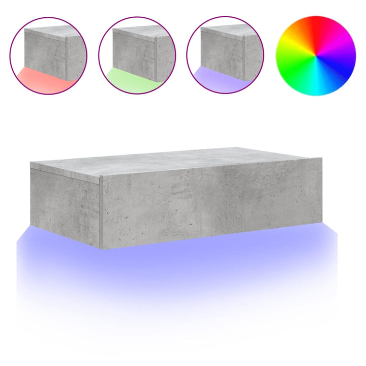 Comodă Tv Cu Lumini Led, , 60X35X15,5 Cm Gri Beton