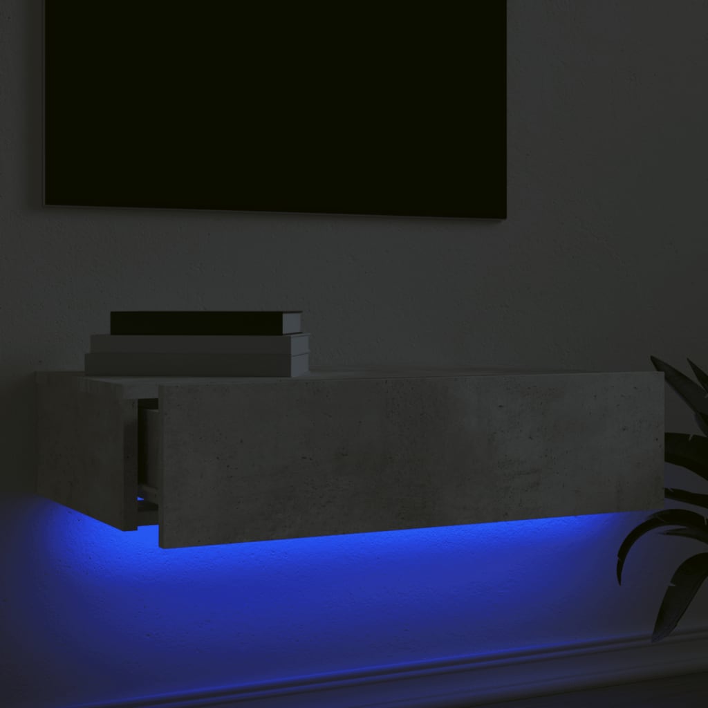 Comodă Tv Cu Lumini Led, , 60X35X15,5 Cm Gri Beton