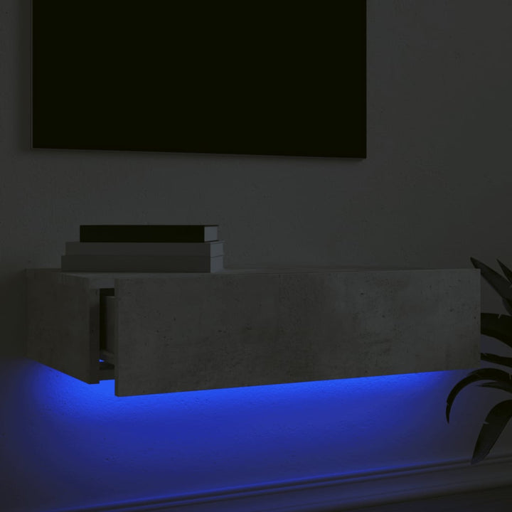 Comodă Tv Cu Lumini Led, , 60X35X15,5 Cm Gri Beton