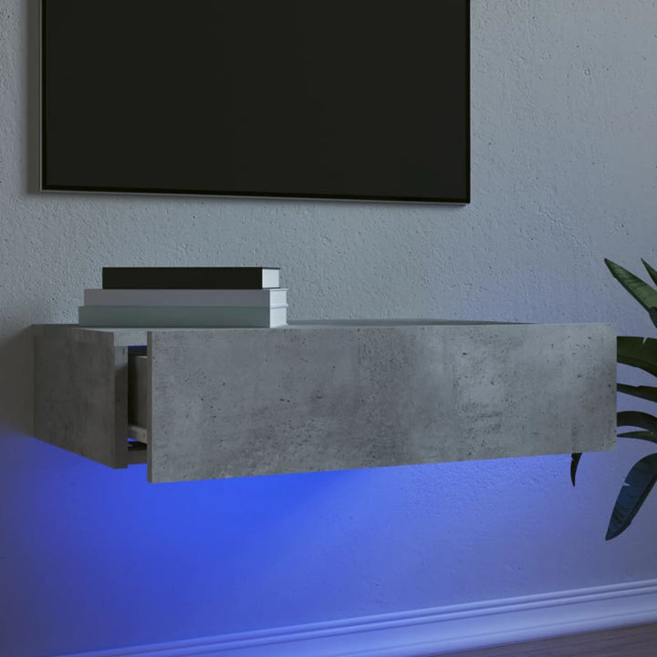 Comodă Tv Cu Lumini Led, , 60X35X15,5 Cm Gri Beton