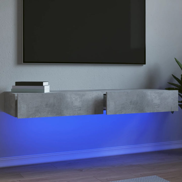 Comodă Tv Cu Lumini Led, , 60X35X15,5 Cm Gri Beton