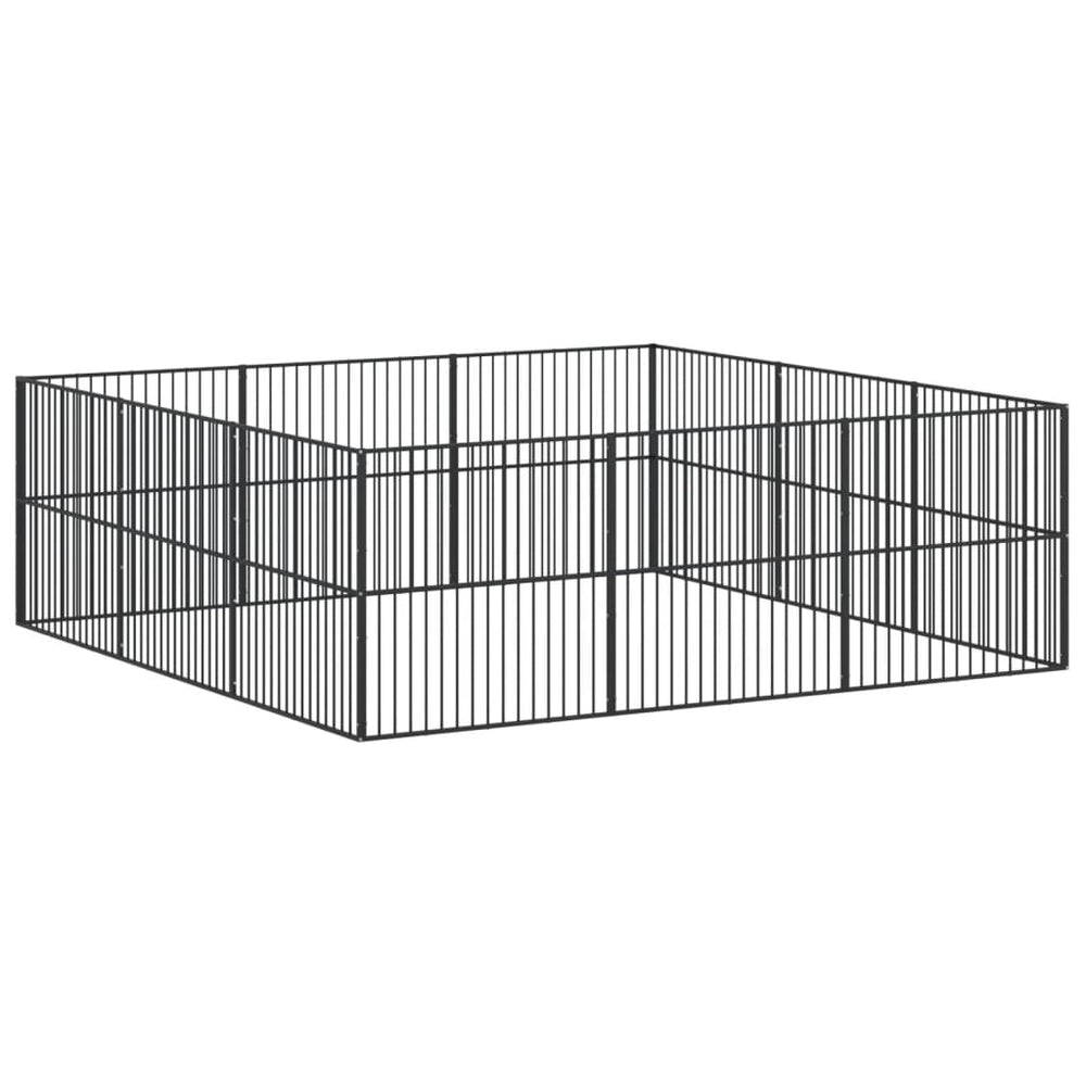 Țarc Pentru Câini Cu 12 Panouri, Negru, Oțel Galvanizat