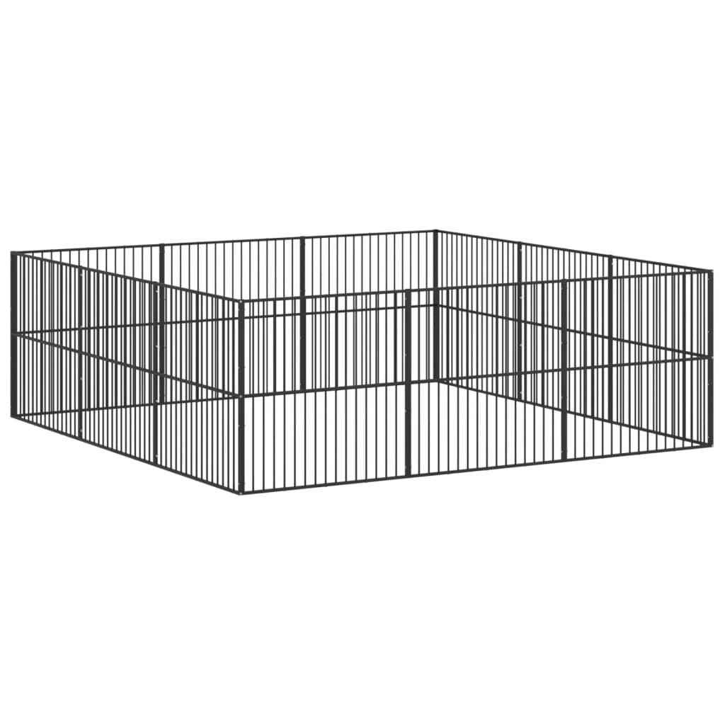 Țarc Pentru Câini Cu 12 Panouri, Negru, Oțel Galvanizat