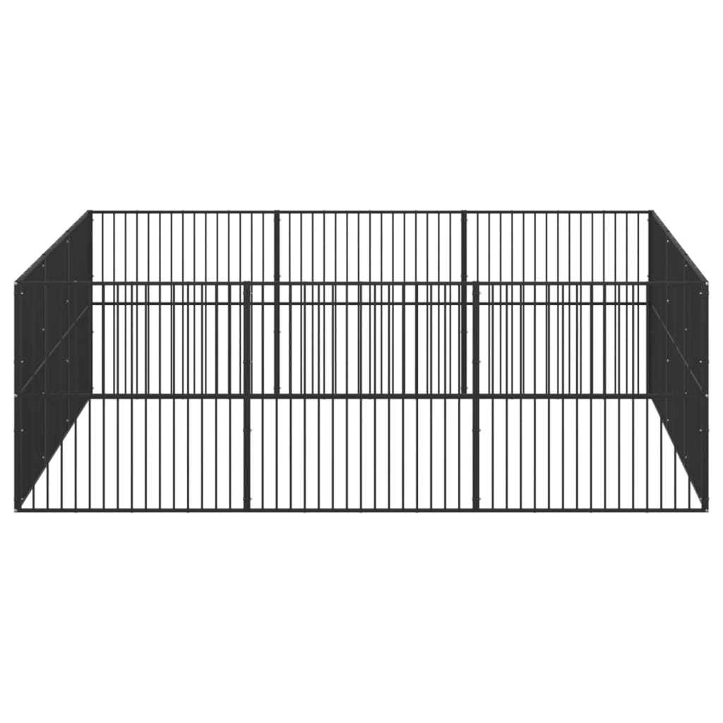 Țarc Pentru Câini Cu 12 Panouri, Negru, Oțel Galvanizat