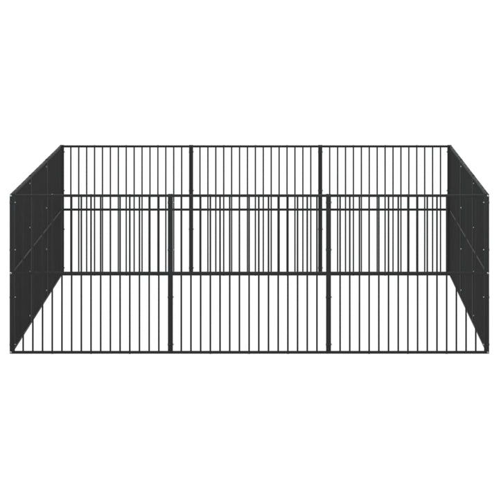 Țarc Pentru Câini Cu 12 Panouri, Negru, Oțel Galvanizat
