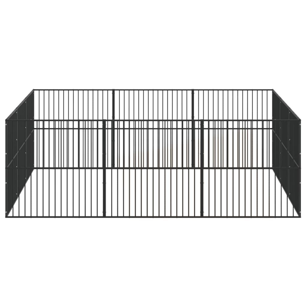 Țarc Pentru Câini Cu 12 Panouri, Negru, Oțel Galvanizat