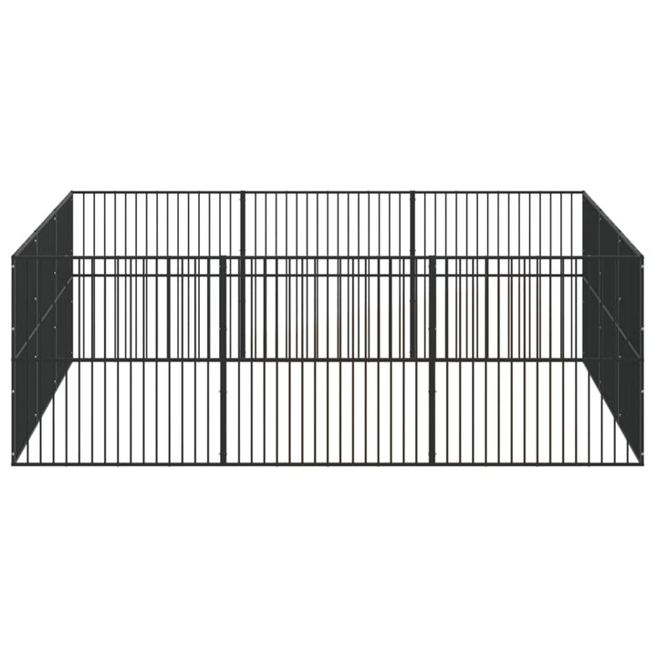 Țarc Pentru Câini Cu 12 Panouri, Negru, Oțel Galvanizat