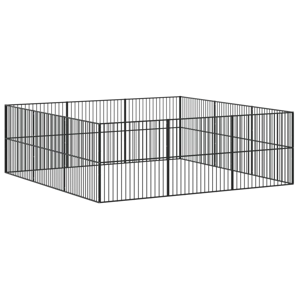 Țarc Pentru Câini Cu 12 Panouri, Negru, Oțel Galvanizat