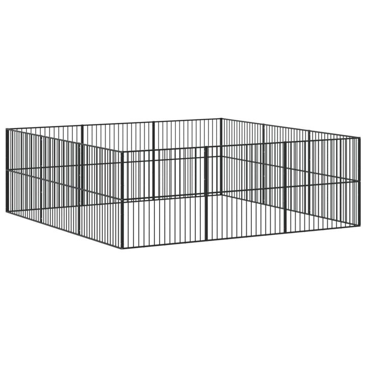 Țarc Pentru Câini Cu 12 Panouri, Negru, Oțel Galvanizat